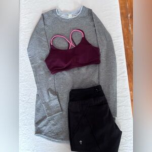 Kids Ivivva Bundle Long Sleeve Top/Shorts Size 14 Bra Size 12